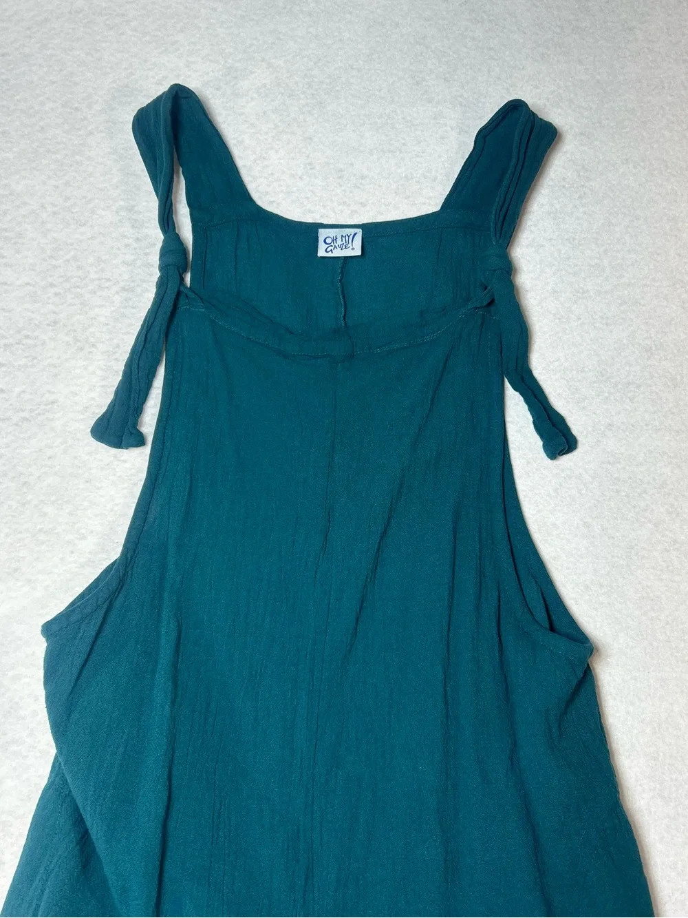 Teal Tie-Shoulder jumpsuit cotton - Picture 5 of 6